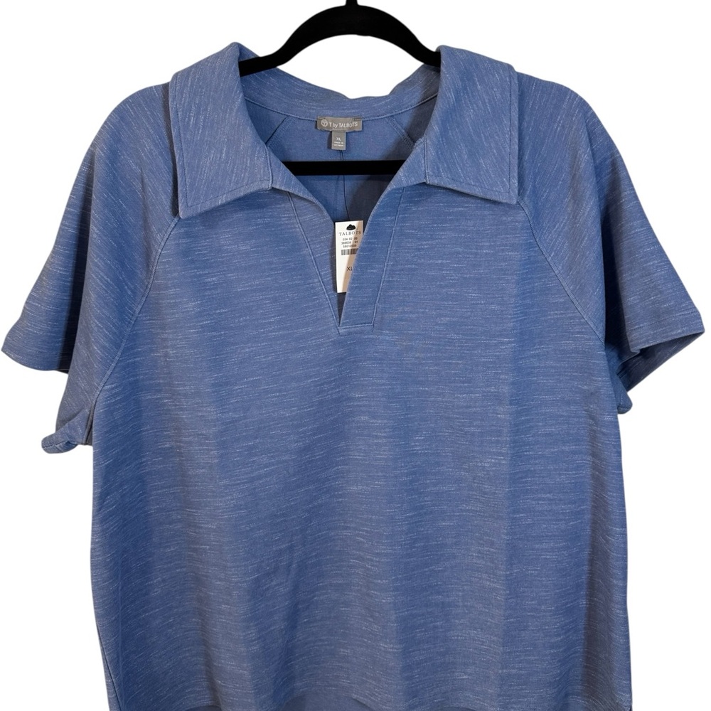 Talbots Women's Heathered Blue Polo Shirt